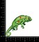 Green Shimmery Chameleon, Lizard, Facing Right, Embroidered Iron-on Patch